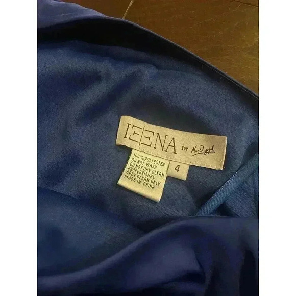 Mac Duggal One Shoulder Long Sleeve Sapphire Maxi Dress Formal Gown 4 Small Slit - Picture 10 of 13